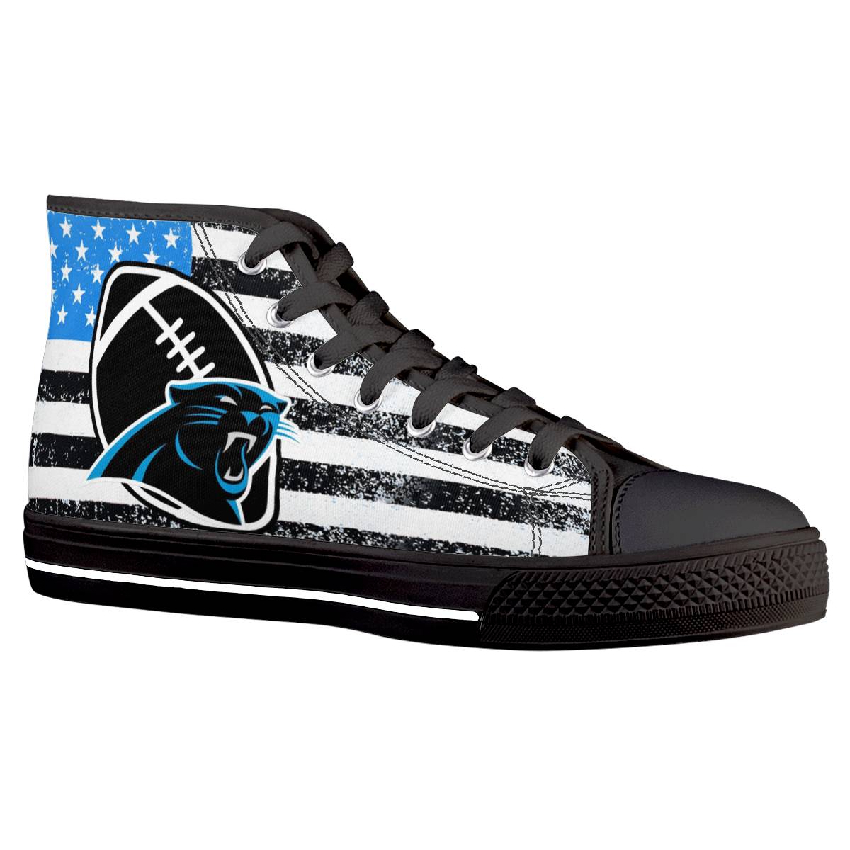 Women's Carolina Panthers High Top Canvas Sneakers 003 Women's Carolina Panthers High Top Canvas Sneakers 003